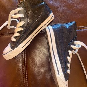 GIRLS GOTTA FLURT BLACK GLITTER HIGH TOP HIP HOP SNEAKERS  SIZE 3